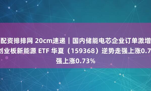 配资排排网 20cm速递｜国内储能电芯企业订单激增，创业板新能源 ETF 华夏（159368）逆势走强上涨0.73%
